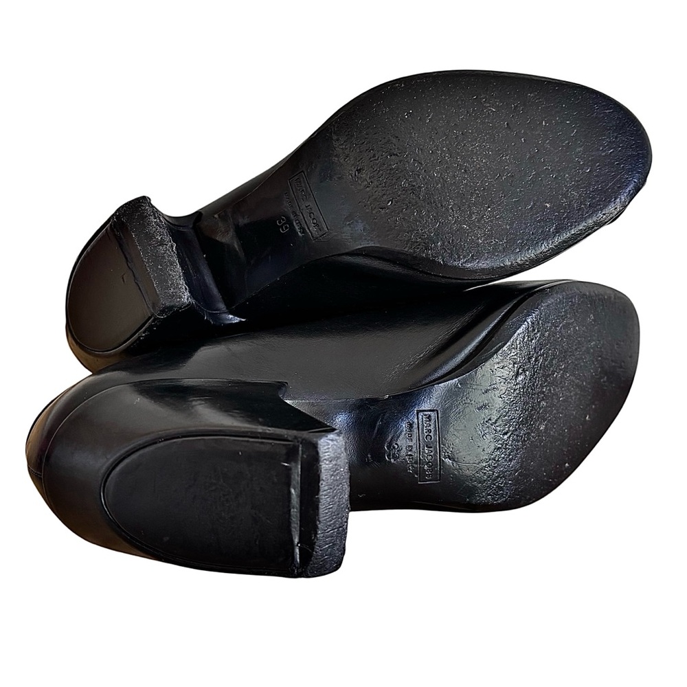 MARC JACOBS Black Leather Peep Toe Booties - Picture 12 of 14
